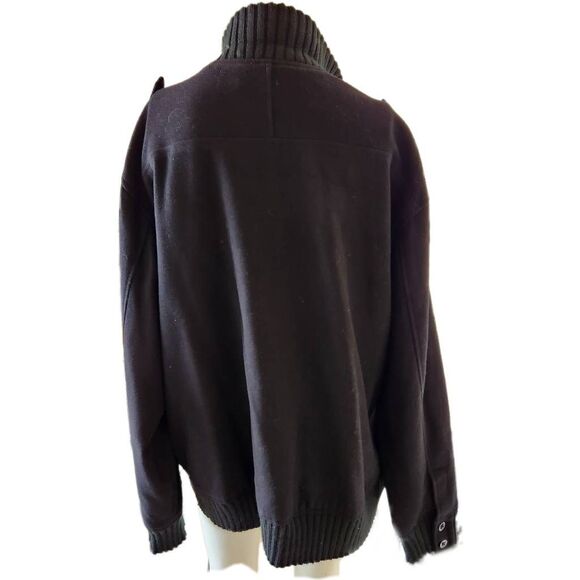 Men's wool jacket structure black button zip up XXL Excellent condition - Picture 3 of 6